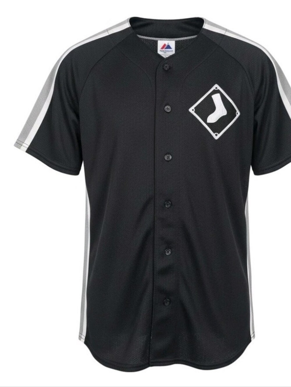 Majestic Chicago White Soxs Black and White Men's Button-Front Baseball Jersey S